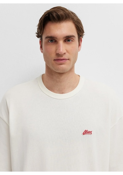 Mavi M0613503-70057 Mavi Logo Nakışlı T-shirt Erkek Tişort Beyaz