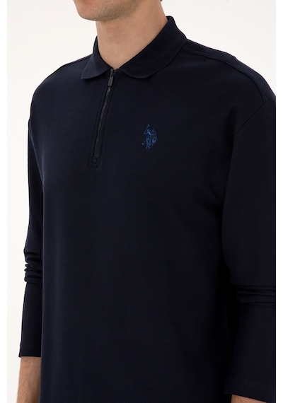 U.S. Polo Assn. Erkek Comfort Fit Yarım Fermuarlı Lacivert Sweatshirt 50313754-VR033