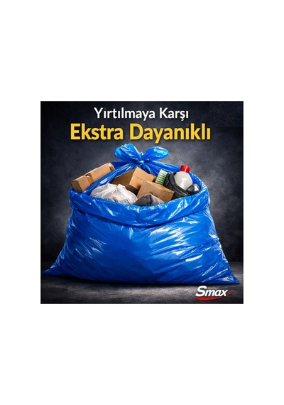 Büyük Boy Mavi Çöp Poşeti 65 80 Cm 5 Rulo Toplam 50 Adet