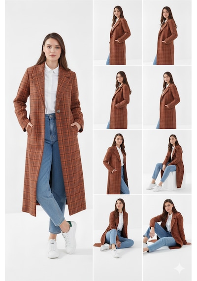 Kızılelmada Kadın Oversize Trençkot Kahverengi Ekose Desenli, Şık Ve Modern Kahverengi Kızılelmada Kadın Oversize Trençkot Kahverengi Ekose Desenli, Şık Ve Modern Kahverengi