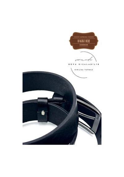 Sermoda 44 Mm Baskılı Kaliteli Suni Deri Erkek Kot Kemeri Siyah