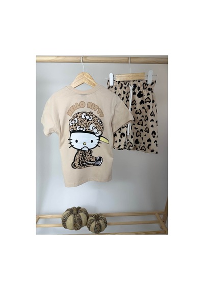 Poala Kids Logolu Leopar Şortlu Takım