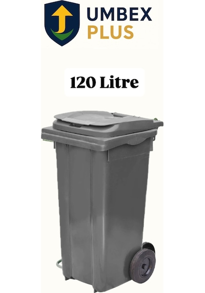 Umbex Tıbbı Atık Plastik Çöp Konteyneri 120 Litre Konteyner - A Isıya Karşı Dayanıklı- Gri