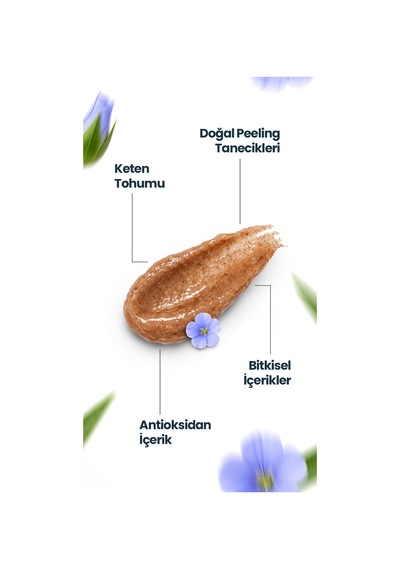 Arındırıcı Gözenek Temizleyici Bitkisel Yağlar Pürüzsüz Cilt Pantheol Vegan Keten Tohumu Peeling 100 Ml