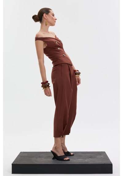 Rebellion Nicola Wool Pants Kahverengi