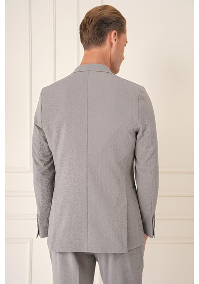 Efor Comfort Fit Gofre Kumaş Pamuk Yelekli Casual Gri Ceket C 678 Gri