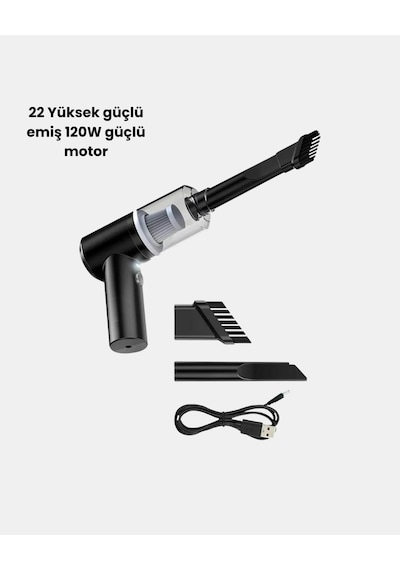El Süpürgesi Araç İçi Temizlik İçin 5500pa Güçlü Emiş, Usb Şarjlı