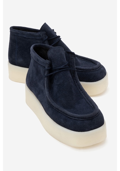 Luvishoes Luvi Shoes Melıa Lacivert Süet Hakiki Deri Kadın Bilekte Bot Lacivert