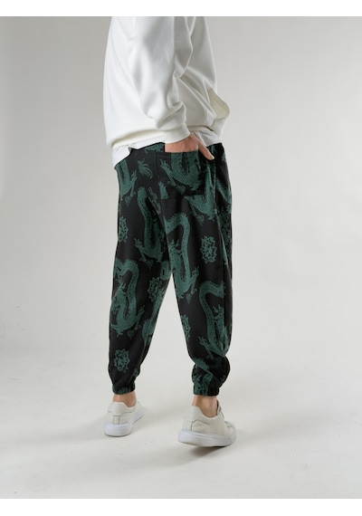 Cocopelli Ejder Desenli Pileli Erkek Jogger Pantolon Coc2665 Desenli