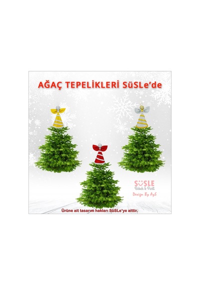 Yılbaşı Ağacı Simli Eva Külah Tepelik, 14cm X 9cm - Gümüş
