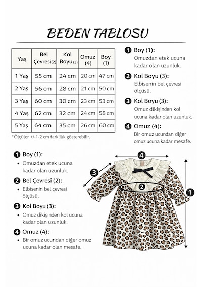 Kız Bebek Çocuk Dantel Detaylı Leopar Desen Astarlı Keten Doğum Günü , Düğün , Bayramlık Elbise Leopar