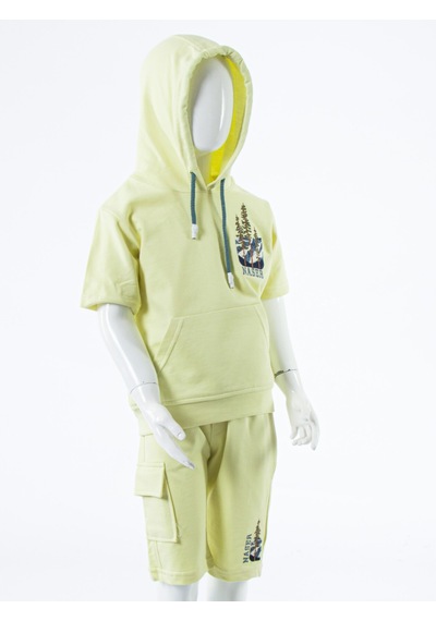 Xo Kids Erkek Çocuk Yazlık 2li Alt Üst Takım Tişort + Şort 2-7 Yaş 3222 Limonlu Yeşil