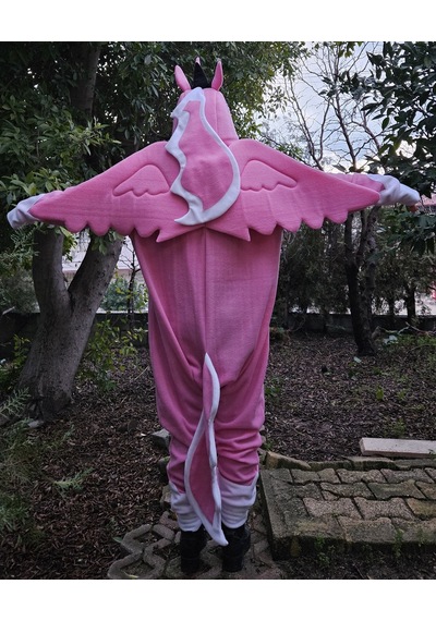 Unicorn Kostümü Yetişkin Unicorn Pijama Tulum Kostüm Pembe