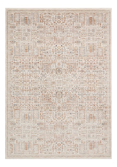 Sahra Collection Modern Vintage Desenli Eskitme Dokuma Yumuşak Salon Halısı Turuncu - Krem