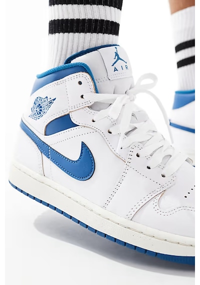 Nike Air Jordan 1 Mid Special Edition Leather Unisex Sneaker Hakiki Deri Bilekli Günlük Spor Ayakkabı Beyaz
