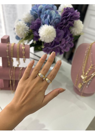 14k Kaplama Taşlı Yüzük Altın