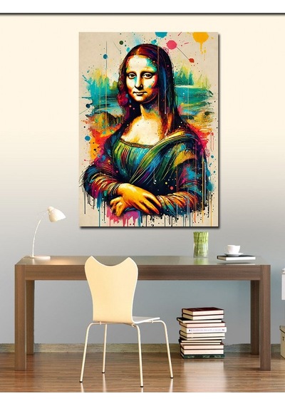 Kanvas Tablo Renk Patlamasıyla Mona Lisa 100cmx140cm