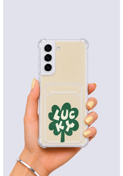 Samsung Galaxy Uyumlu S22 Kartlıklı Lucky Yonca Desenli Kılıf Mh-hs8046-9097