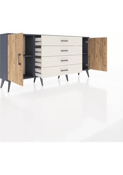 Arges Konsol 2 Raflı 4 Çekmeceli 2 Kapaklı 176x30x83 Antrasit-çam/aytaşı Çam/aytaşı Arges Konsol 2 Raflı 4 Çekmeceli 2 Kapaklı 176x30x83 Antrasit-çam/aytaşı Çam/aytaşı