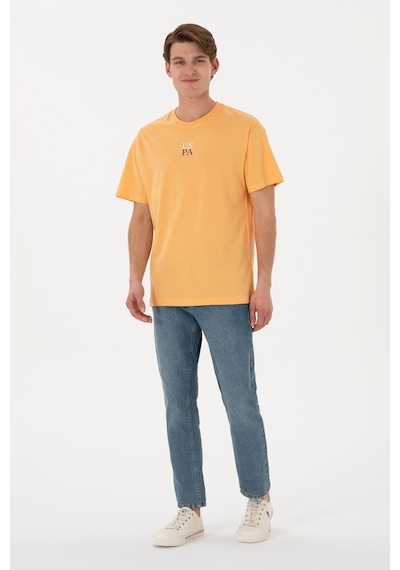 U.S. Polo Assn. Erkek Comfort Fit Bisiklet Yaka Turuncu Tişört 50306450-VR202