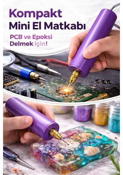 Usb Mini Drill Matkap Seti , 7 Parça Mandren Seti , 3 Adet Mikro Matkap Ucu , Hassas Delme , Dıy , Mor
