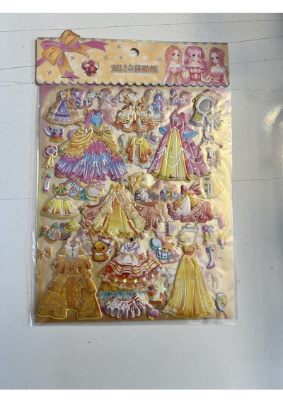 Sticker Prenses Elbise Giydirme Etkinlik Oyunu 2 Kartela Birden Model16