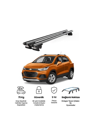 Venüs Chevrolet Trax 2013-2022 Uyumlu Gri Ara Atkı Port Bagaj Tavan Barı