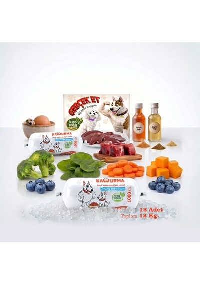 Kavurma Pişmiş Barf Köpek Maması 12 Kg - 1000 G X 12