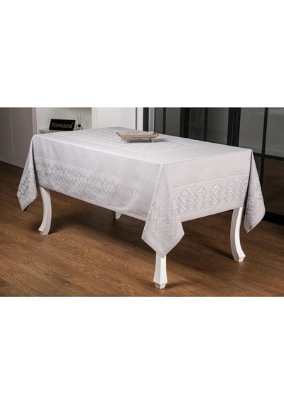 Ezgi Lüx Jakar Polycotton Kumaş Gri Masa Örtüsü 160x220 Cm - 1065 Çok Renkli
