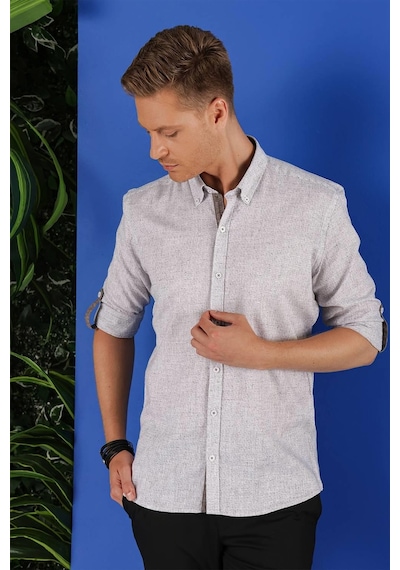 Efor G 1555 Slim Fit Vizon Klasik Gömlek Vizon
