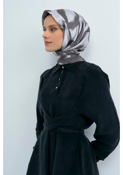 Armine İpek Eşarp 2026 Yaz - 9555-03 Gri Twill