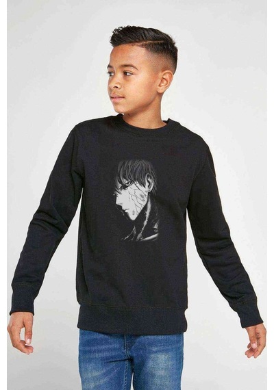 Tshirthane Anime One Punch Man Baskılı Unisex Çocuk Siyah Sweatshirt (534635878) Siyah