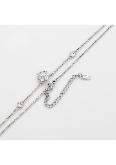 Zirkon Taşlı Kar Tanesi Motifli Platin Kaplama Kadın Kolye Silver