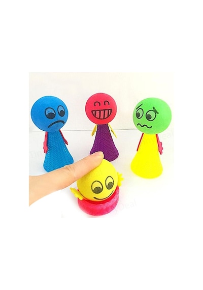 Renkli Zıp Zıp  Oyuncak Emoji Top Bas Fırlat Mini Oyuncak Top