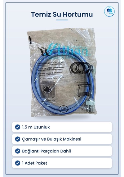 Temiz Su Giriş Hortumu 1,5 M Çamaşır Ve Bulaşık Makinesi İçin Bey