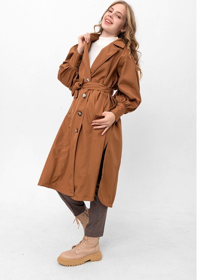 Pastelastore Kadın Balon Kol Yırtmaçlı Düğmeli Kuşaklı Oversize Uzun Mevsimlik Trençkot 2113 Taba Pastelastore Kadın Balon Kol Yırtmaçlı Düğmeli Kuşaklı Oversize Uzun Mevsimlik Trençkot 2113 Taba