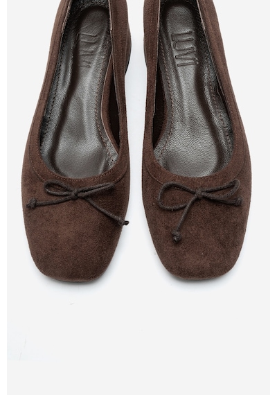 Luvi Shoes Gıpsy Kahverengi Süet Fiyonklu Kadın Topuklu Ayakkabı