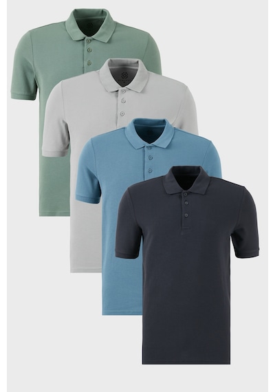 Buratti Pamuklu Regular Fit Düğmeli Polo Yaka 4'Lü Paket Erkek T Shirt 5902127S4 Antrasit-Mavi-Elma Yeşili-Kül