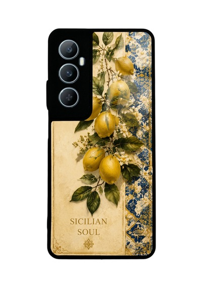 Realme C65 Sicilian Lemon Garden Tasarımlı Glossy Telefon Kılıfı Sarı