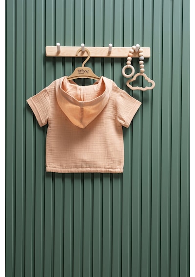 Miababy Unisex Müslin Kapüşonlu Tişört 6 Ay 3 Yaş %100 Pamuk Bej