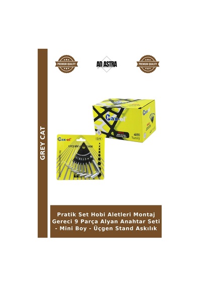 Pratik Set Hobi Aletleri Montaj Gereci 9 Parça Alyan Anahtar Seti - Mini Boy - Üçgen Stand Askılık