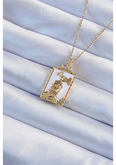 Altın Renk Beyaz Mineli Tarot Kolye - Ebj240920w28233 Akuamarin