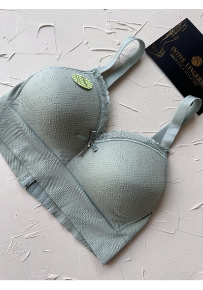 Celine C Cup Bambu Hisli Ultra Rahat Polamid Kumaştan Dokulu Dant Çağla Yeşili