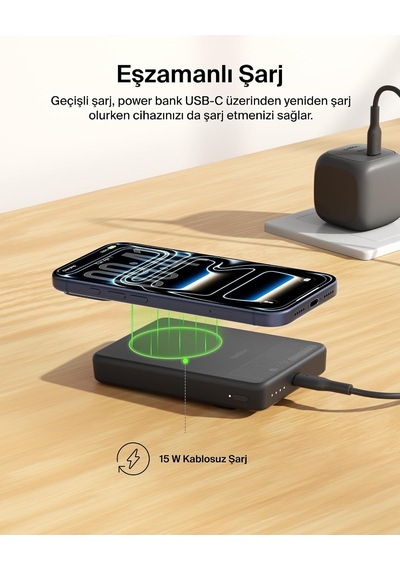 Boostcharge 10000 Mah İnce Manyetik Stantlı Power Bank, Siyah