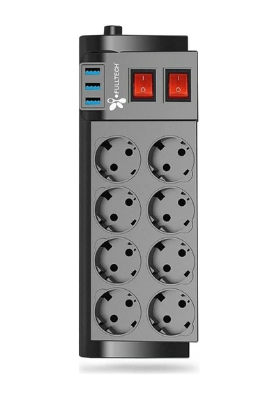 Korumalı Priz Dayanıklı Çocuk Koruması 8'li Priz Sekizli 3 Usb'li 2 Mt Yüksek Akım Dirençli Kablo Priz Ftr-08 0