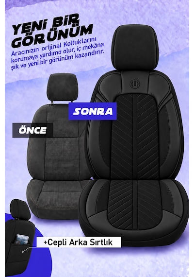 Kia Optima Shine Siyah Tay Tüyü Oto Koltuk Kılıfı Tam Set-kolay Montaj-terletmez-ortopedik 2000-2013
