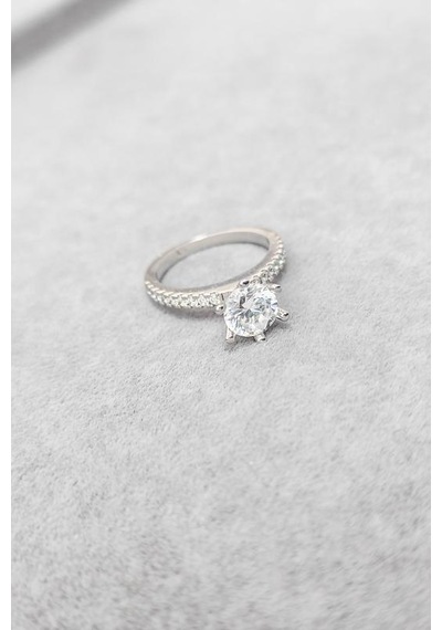 Büyük Swarovski Taşlı Gümüş Yüzük