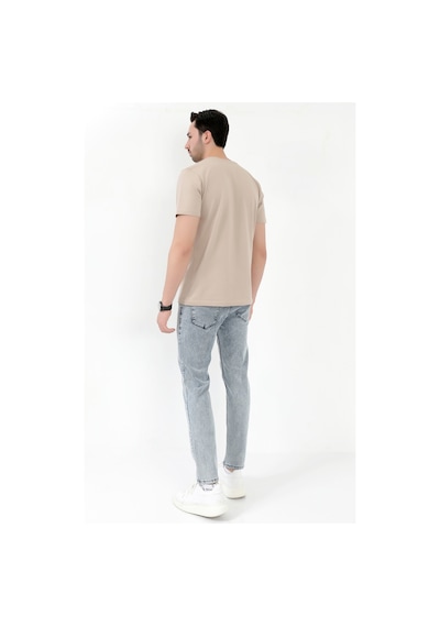 Giysa Erkek Skinny Jean Mavi Kar Yıkama Düğme Kapamalı Likralı Kot Pantolon - 5602 Mavi