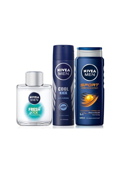 Erkek Cool Kick Fresh Sprey Deodorant 150ml, Kick Fresh Tıraş Sonrası Losyon, Sport Duş Jeli 500ml Diğer