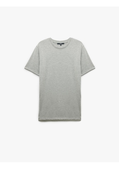 Koton Kısa Kollu Bisiklet Yaka Basic Slim Fit Tişört Gri 6wam10061hk Gri